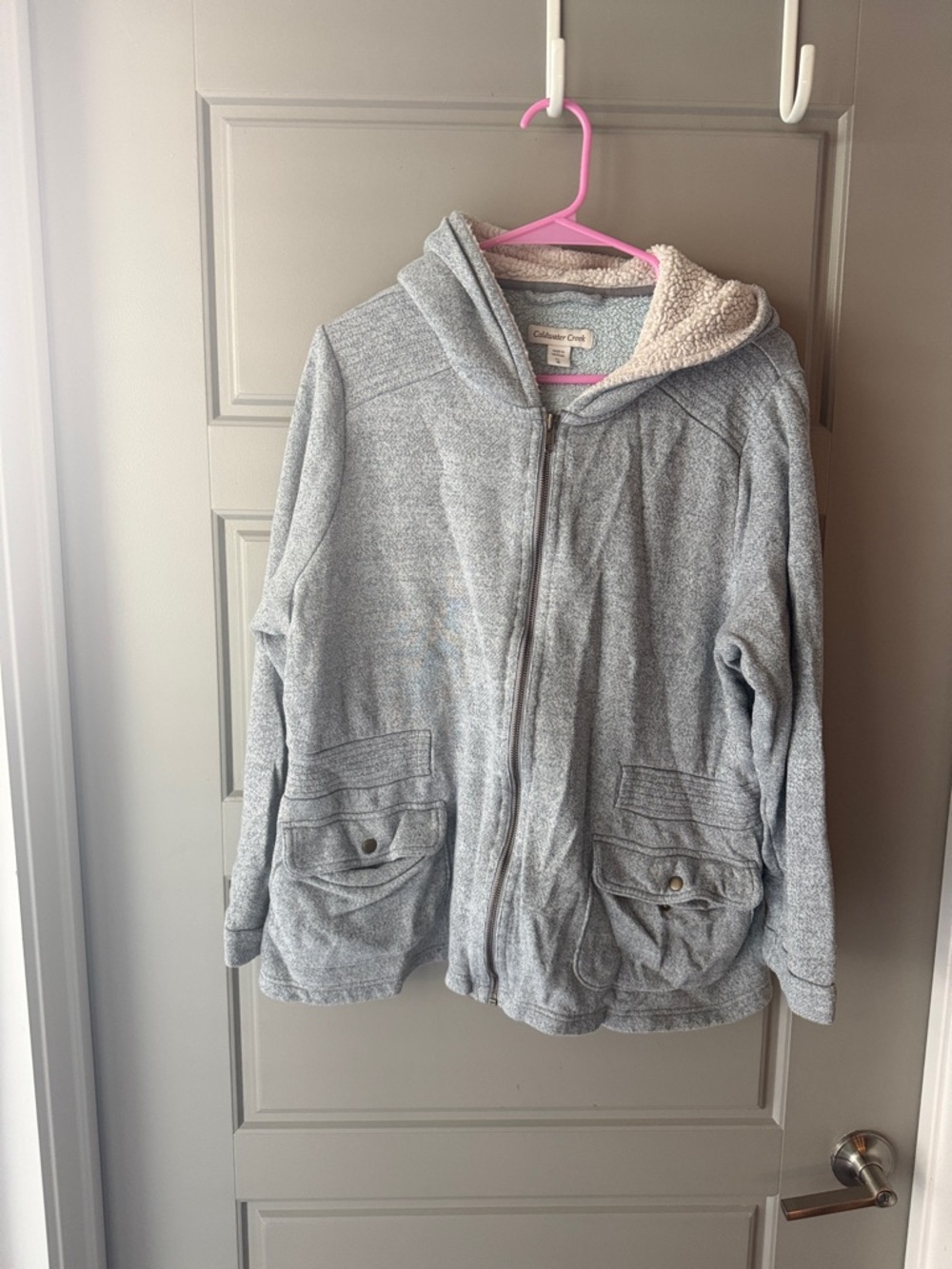 Coldwater Creek Heather Gray Hooded Zip-Up Jacket
